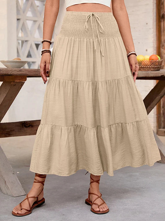 Women's Maxi Skirt A-Line Flowy Ruffle Skirts
