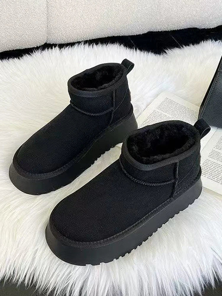 Women's Short Winter Boots | Faux Suede Sherpa Lined Ankle Boots | Warm Comfortable Anti-Slip Sole