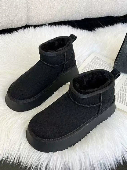 Women's Short Winter Boots | Faux Suede Sherpa Lined Ankle Boots | Warm Comfortable Anti-Slip Sole