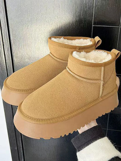 Women's Short Winter Boots | Faux Suede Sherpa Lined Ankle Boots | Warm Comfortable Anti-Slip Sole