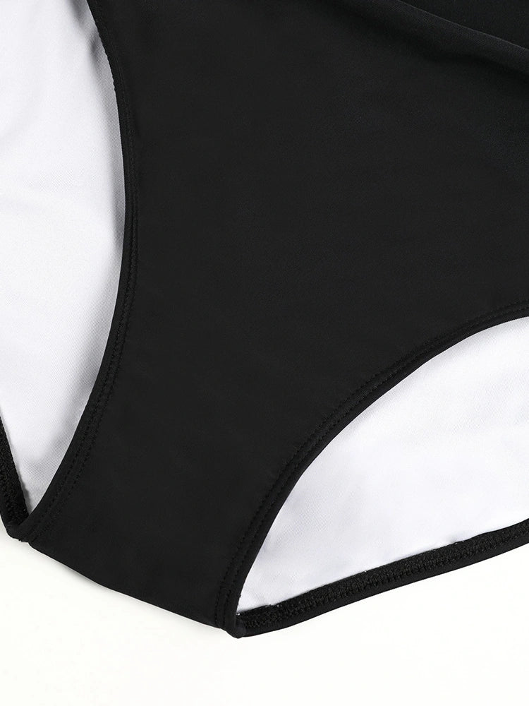 Colorblock Tummy Control One-Piece Swimsuit with Crossback Support