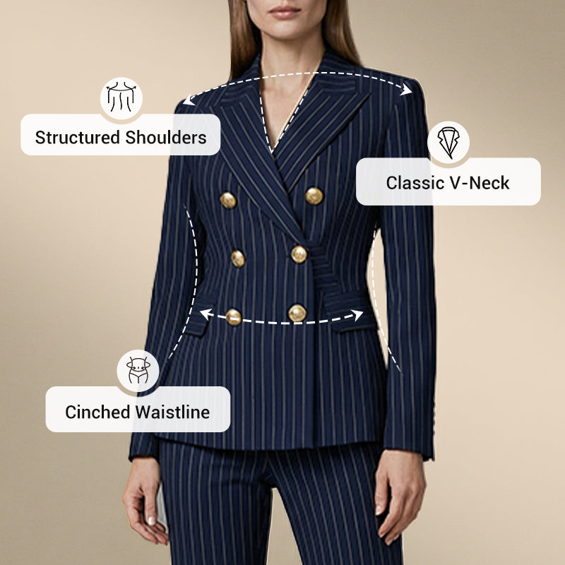 Women's Pinstripe Double-Breasted Suit Set