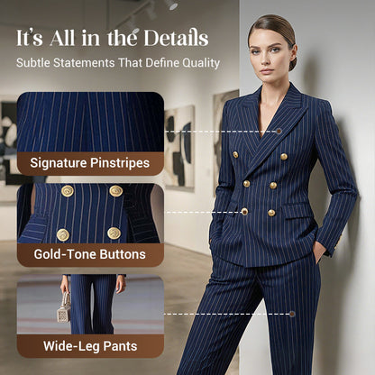 Women's Pinstripe Double-Breasted Suit Set
