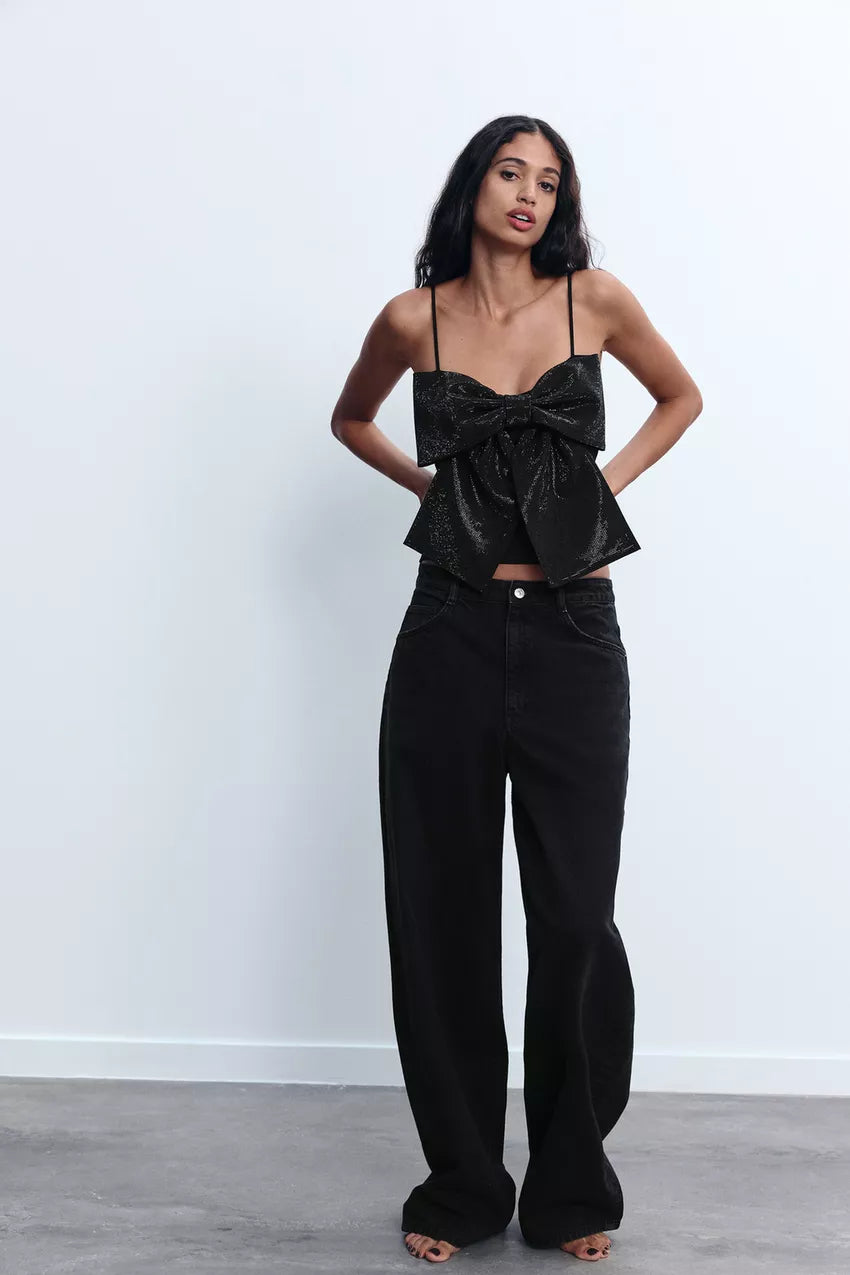 Indra - Shimmer Stylish Bow Top