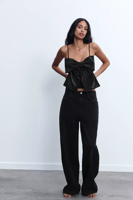 Indra - Shimmer Stylish Bow Top