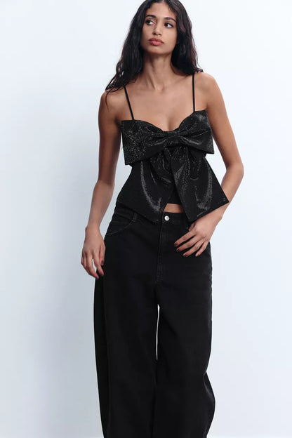Indra - Shimmer Stylish Bow Top