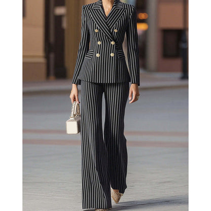 Women's Pinstripe Double-Breasted Suit Set