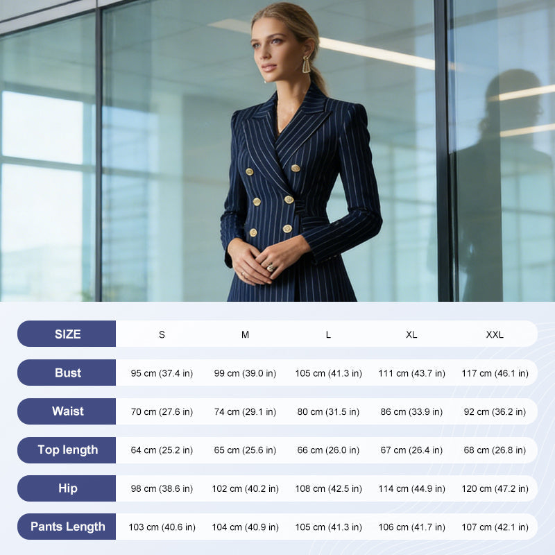 Women's Pinstripe Double-Breasted Suit Set